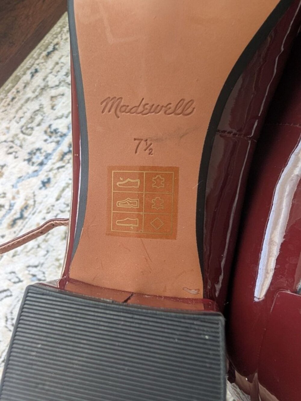 Madewell Nettie Heeled Mary Jane Size 7,5 Burgundy - Picture 8 of 12